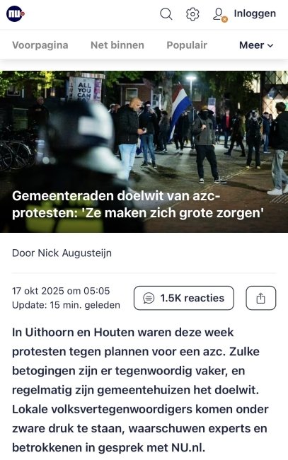 Gemeenteraden doelwit van protesten rondom asielopvang